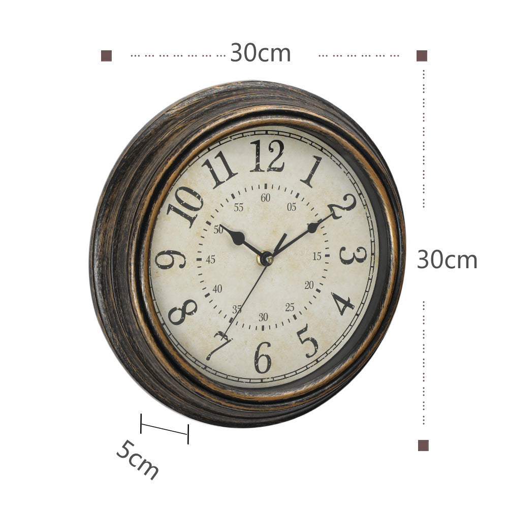 Retro Distressed Living Room Wall-mounted Clock Mute Second Sweeping