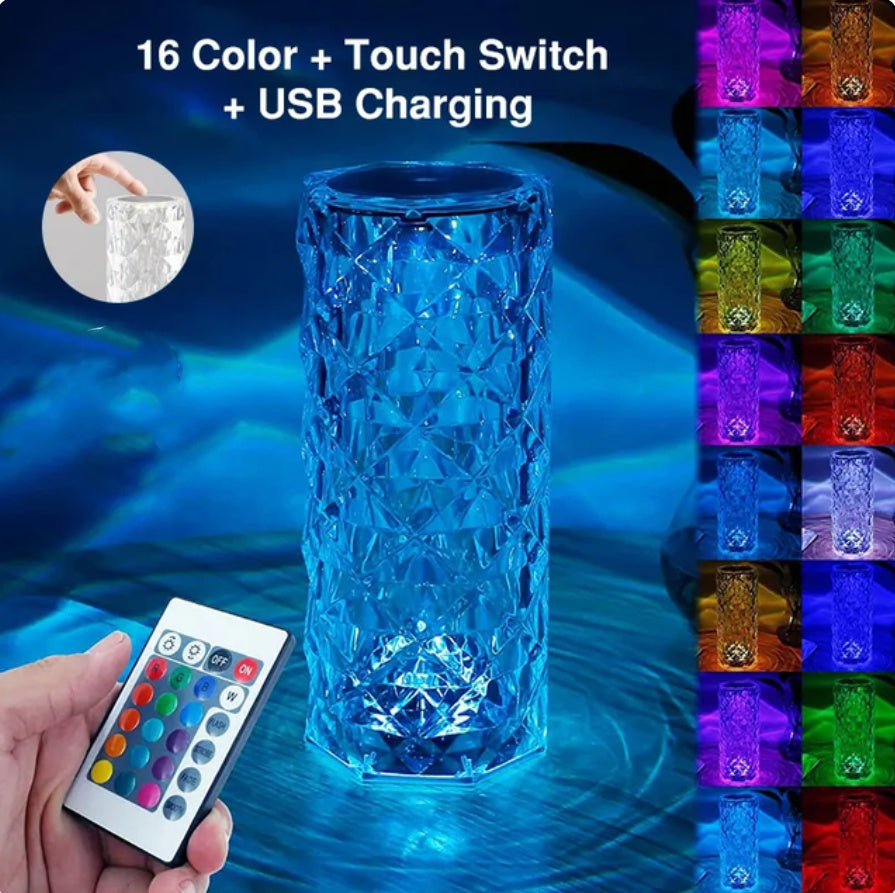 16 couleurs LED lampe en cristal Rose lumière tactile lampes de Table Bedr