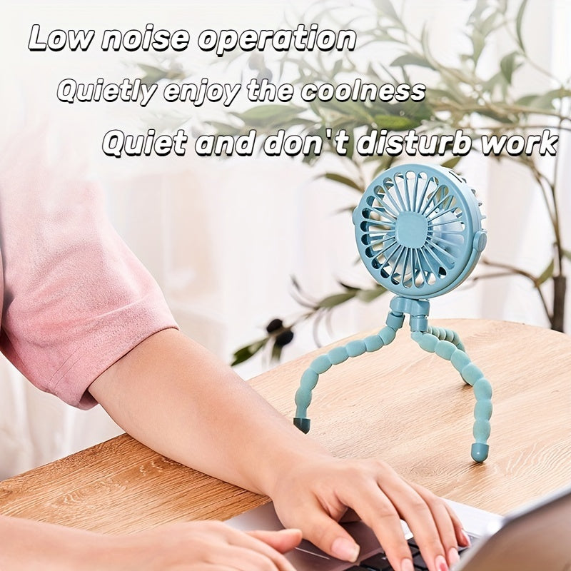 New Portable USB Mini Fan Octopus Adjustable Fan With Light Flexible Tripod For Stroller Desk Multifunctional Scene