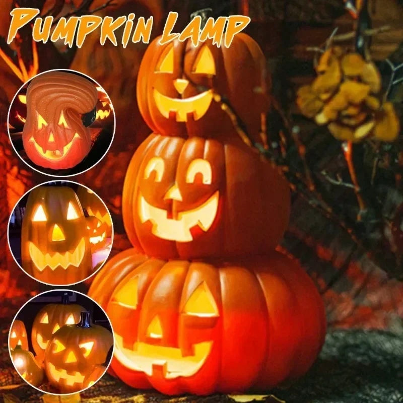 LED Pumpkin Lamp Lantern Decor Spoof Ghost Face Pumpkin Light Halloween Theme Party Home Indoor Outdoor Yard Garden Decoration