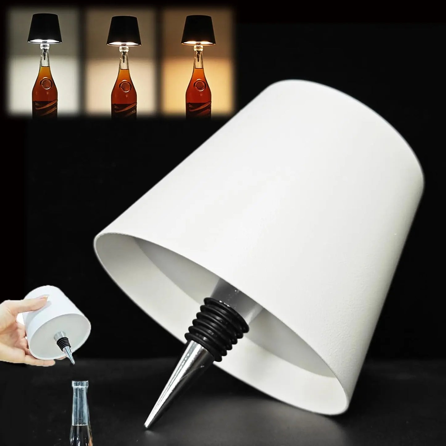 Lampe de bureau sans fil LED créative pour bouteille de vin, lampe décorative d'ambiance amovible et portable