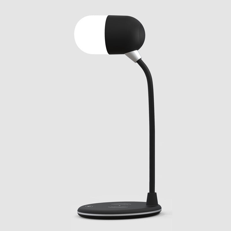 Lampe de bureau 3 en 1 avec chargeur sans fil Qi, haut-parleur Bluetooth 5W, USB, variable, pour chambre à coucher