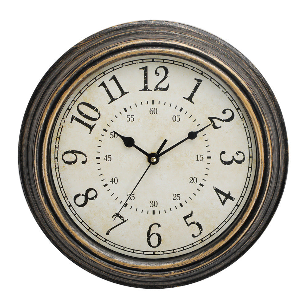 Retro Distressed Living Room Wall-mounted Clock Mute Second Sweeping