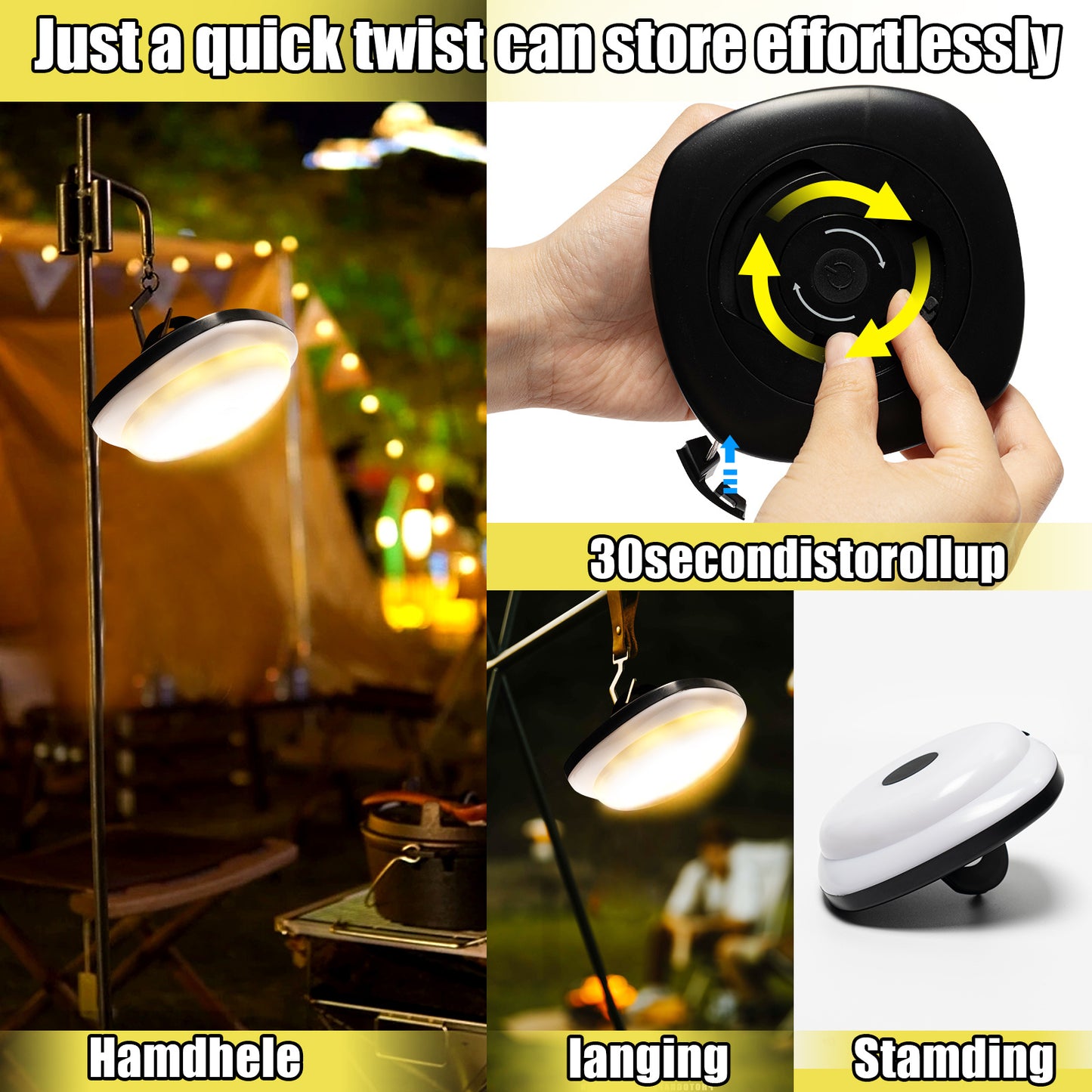 Wanjo Outdoor String Camping Lights,5 Modes Dual Mode Adventure Tent Lantern 35Ft,Quick 30s Recovery,Portable Versatile Camping Lamp With Carry Bag For Camping,Christmas Fairy Lights Decor