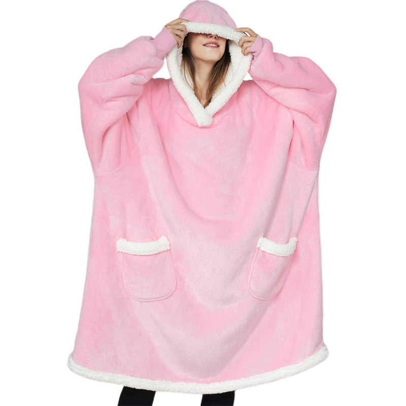 Manta con capucha de TV de invierno, ropa cálida para el hogar, jersey de gran tamaño para hombres y mujeres con bolsillos