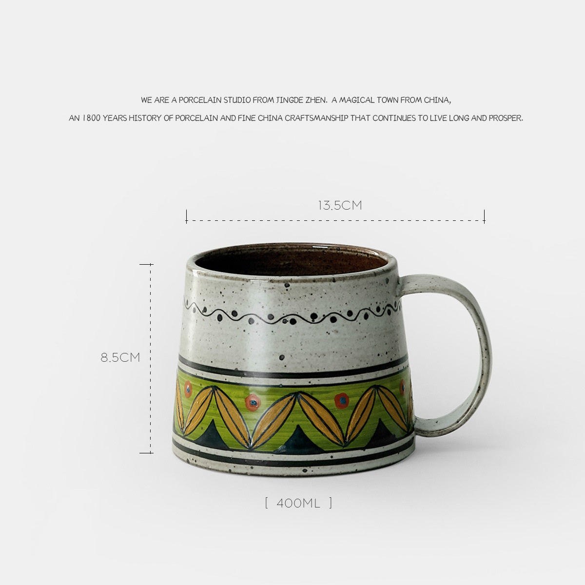 Taza de café con planta personalizada, taza pintada a mano, cerámica americana