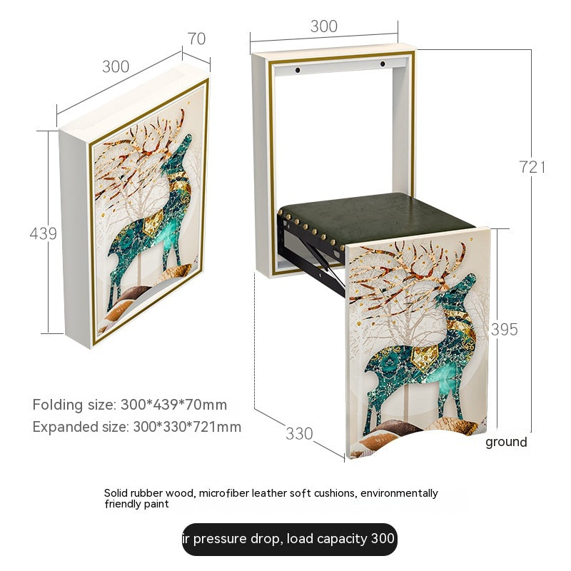 Tabouret à langer pliant mural en bois massif