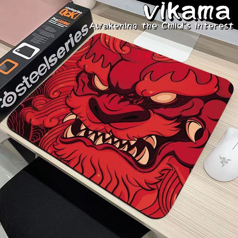 Chinese Waking Lion Style Diatomite Mouse Pad, Personal Use Gaming Chicken CS-GO Pad Bottom Non-slip Washable Rubber Pad