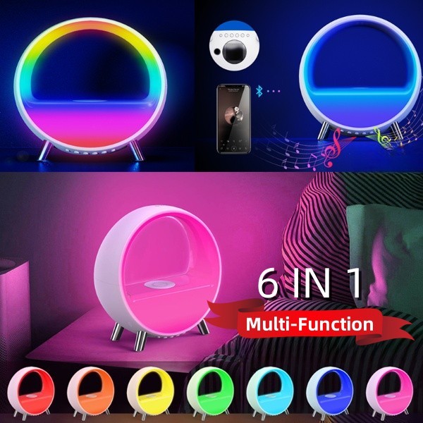 Lampe d'ambiance haut-parleur Bluetooth réveil intelligent veilleuse WiFi réveil lumière lever du soleil lampe de coucher du soleil