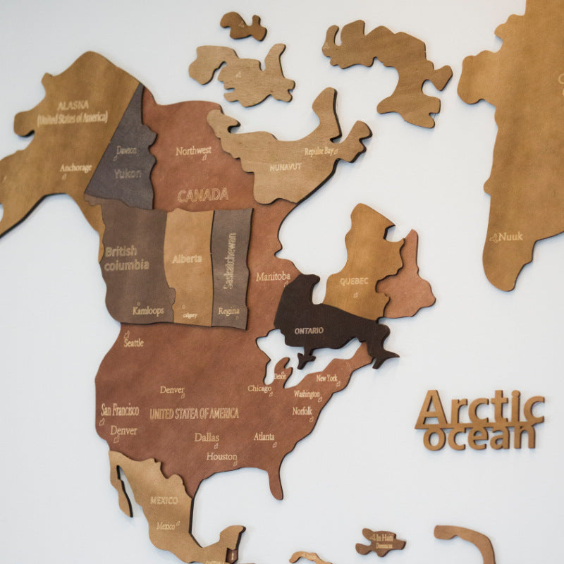 Arte de pared con mapa mundial en 3D, decoración de pared grande