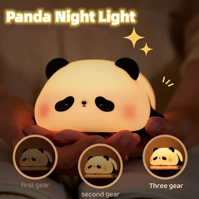 Veilleuses panda pour enfants, lampe rechargeable en silicone, animal mignon, dessin animé, panda, décoration de chambre, cadeau pour enfants, garçons et filles