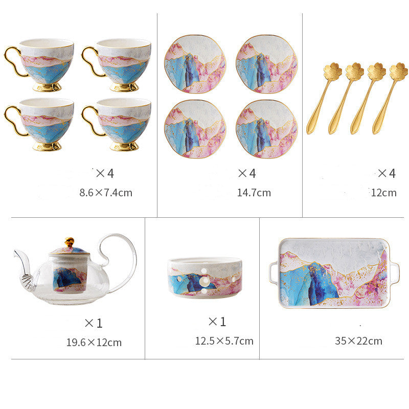 Ensemble de tasses à thé à fleurs en verre et céramique anglaise