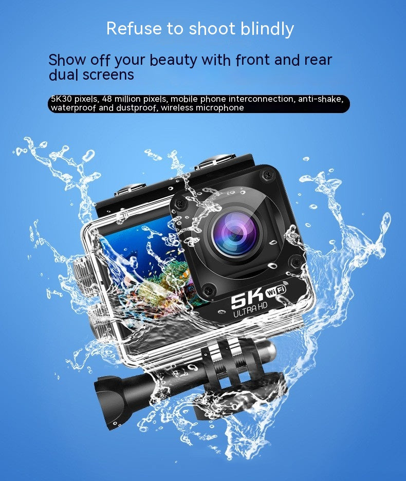 5K Sports Camera With Wireless Microphone Anti-shake Waterproof