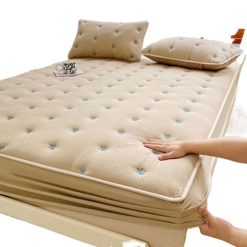 Housse de matelas de protection tout compris en coton et soja brodés, une pièce en fibre