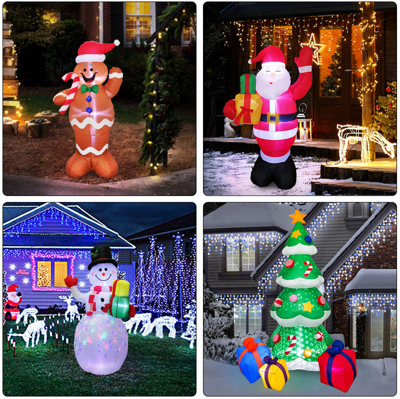 Lumières LED de noël scintillantes, arbre de père noël, bonhomme de neige, poupée gonflable, décor de jardin extérieur