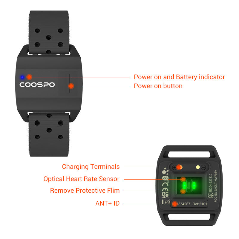 Monitor de ritmo cardíaco con brazalete de entrenador de bicicleta impermeable