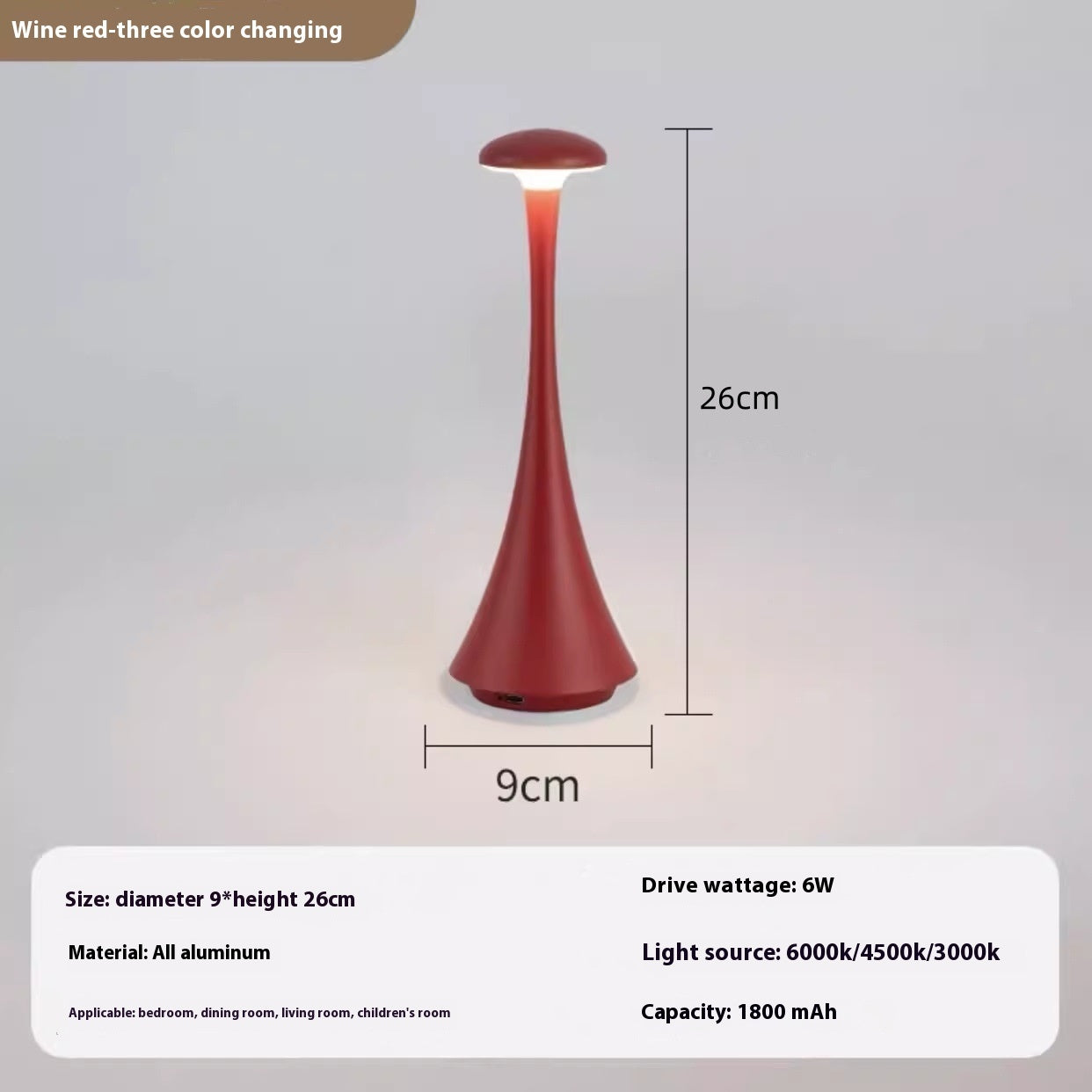 Lampe de table portable rechargeable en aluminium pour chambre à coucher, éclairage d'ambiance de chevet