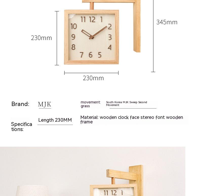 Horloge murale Double face en bois massif, silencieuse, pour salon, maison, coin Simple, horloge Double face