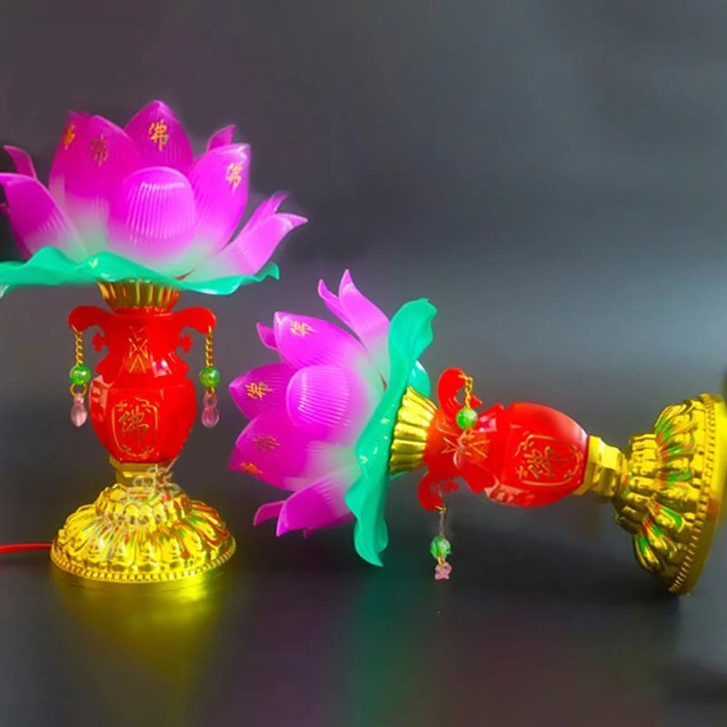 LED Lotus Buddhist Lamp Buddhism Faith Suppy Buddhism Prayer Lights