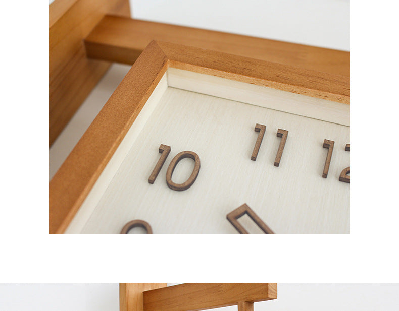 Horloge murale Double face en bois massif, silencieuse, pour salon, maison, coin Simple, horloge Double face