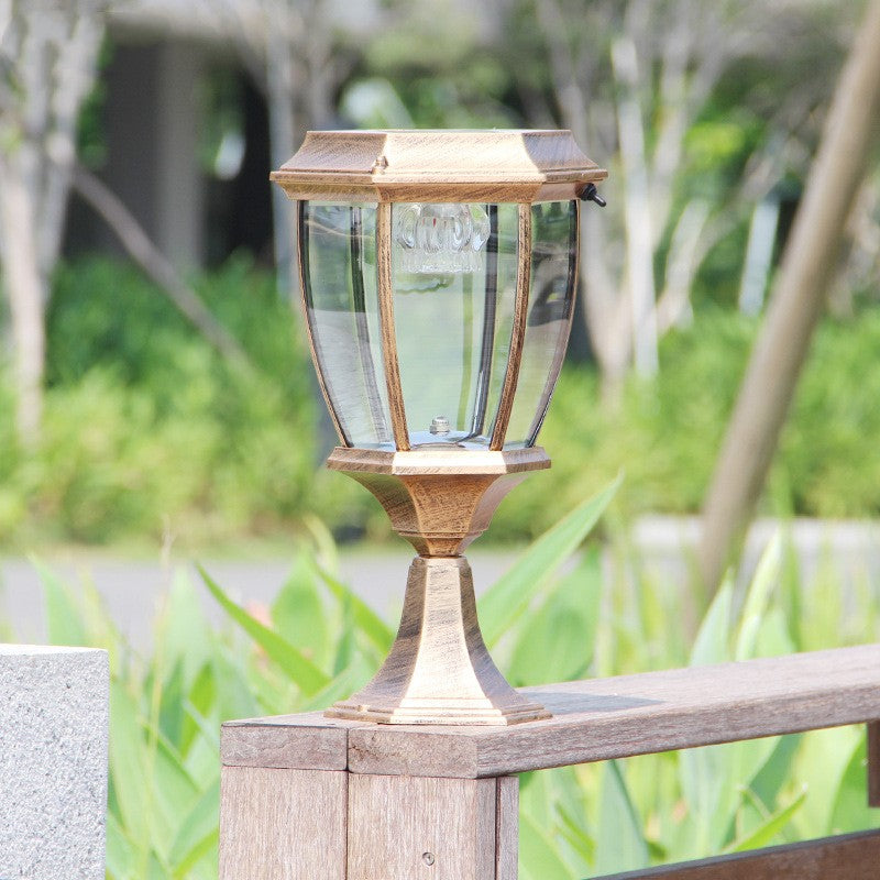 Lampe frontale à colonne solaire de jardin extérieur