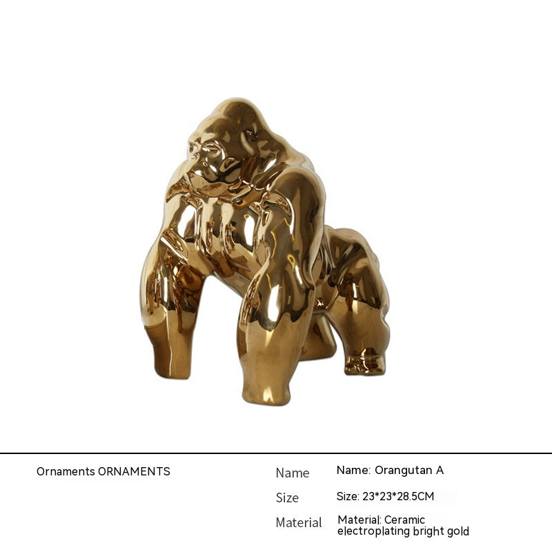 Nordic Plated Gold Ceramic Orangutan Ornaments