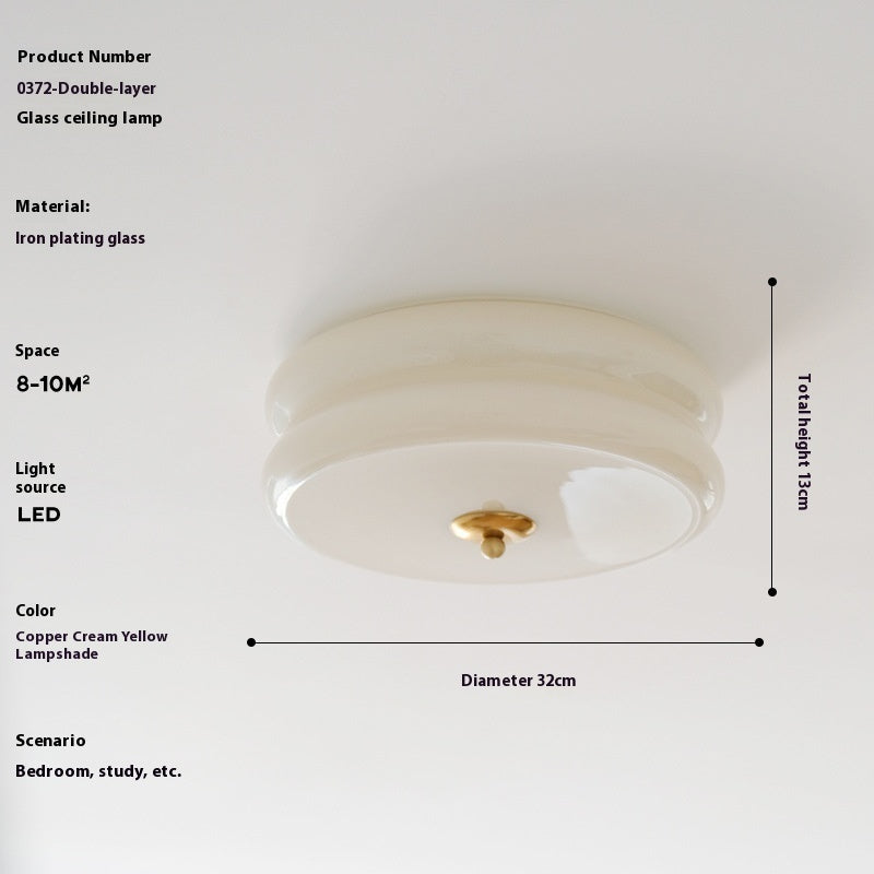 Lampe de plafond médiévale en verre crème de style français