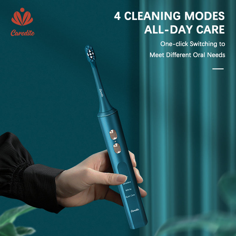 Caredite Newest Travel Electronic Toothbrush With Ultraviolet Disinfection Function Case Suit, 4 Cleaning Modes With 3 Power Model, 45 Days Long Lasting Battery Life