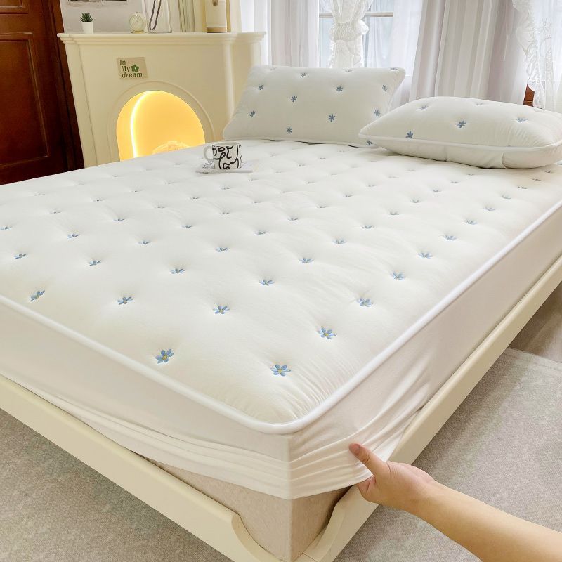 Housse de matelas de protection tout compris en coton et soja brodés, une pièce en fibre