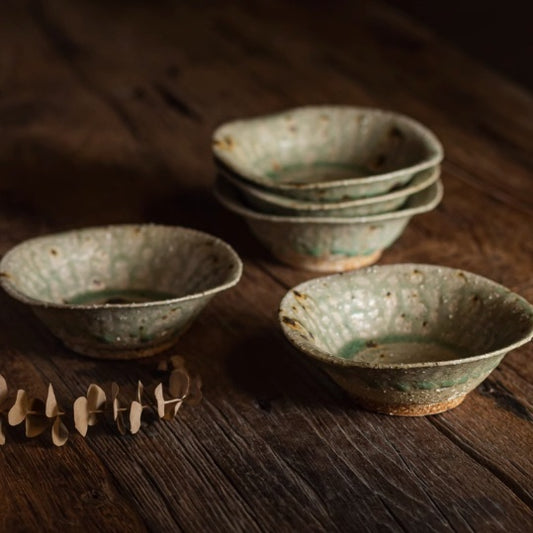 Chinese Retro Stoneware Bowl Tea Bowl Pot Tray Small Fruit Tray