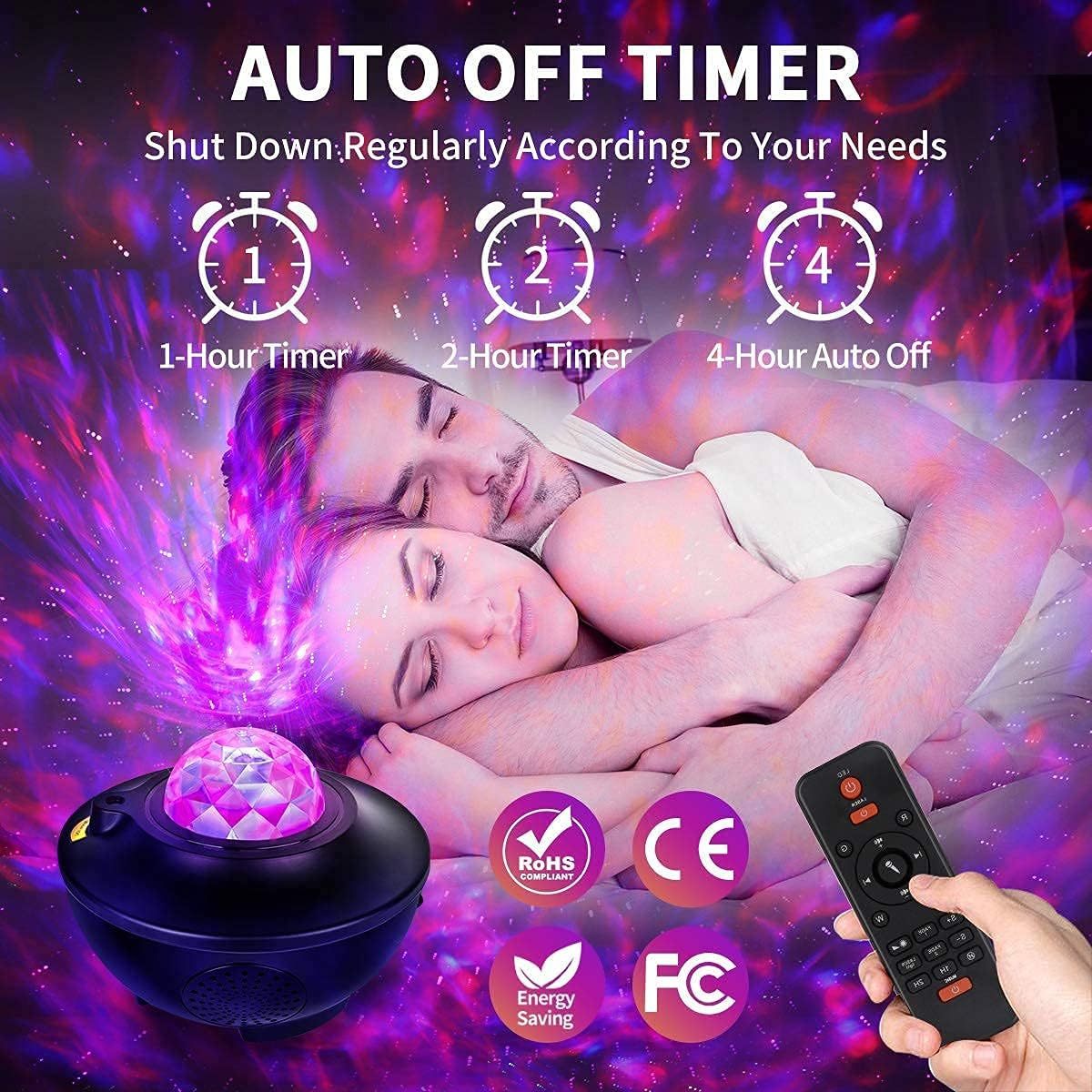 USB LED Star Night Light Music Starry Water Wave LED Projector Light Bluetooth Projector Sound-Activated Projector Light Decor