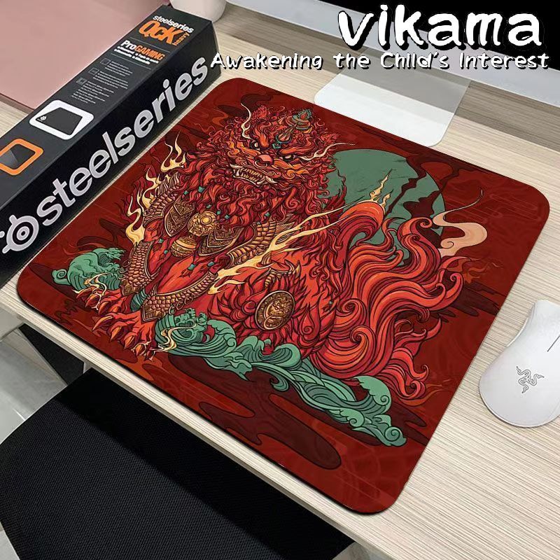 Chinese Waking Lion Style Diatomite Mouse Pad, Personal Use Gaming Chicken CS-GO Pad Bottom Non-slip Washable Rubber Pad