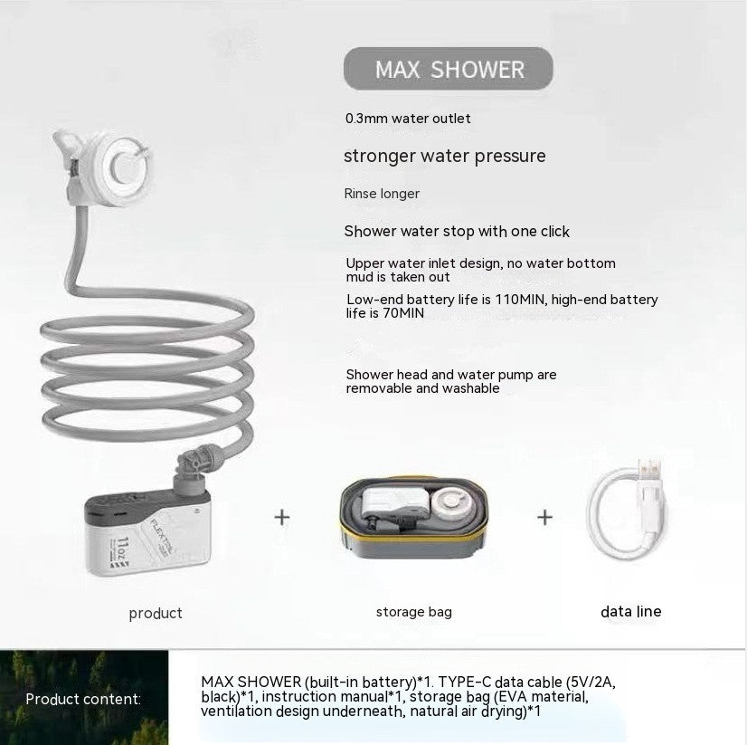 Ducha portátil al aire libre Simple eléctrica inalámbrica para acampar