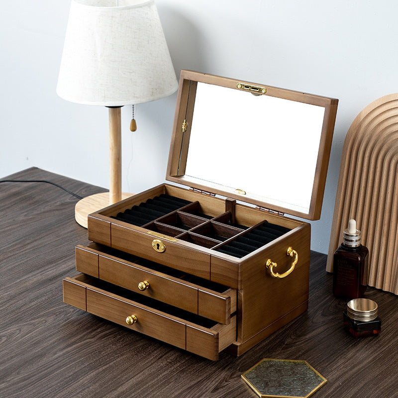 Double Handle Solid Wood Storage Jewelry Box