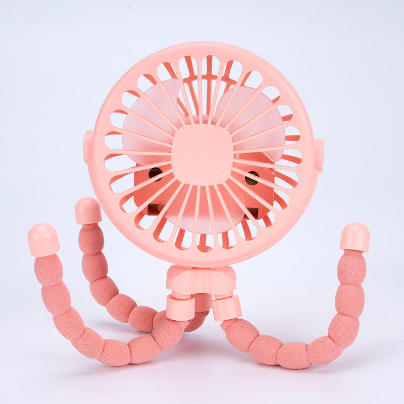 New Portable USB Mini Fan Octopus Adjustable Fan With Light Flexible Tripod For Stroller Desk Multifunctional Scene