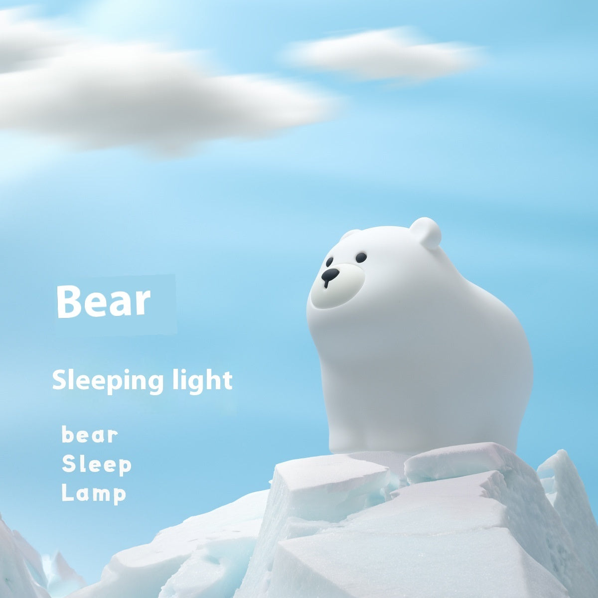 Lámpara de silicona con forma de oso polar para dormir, creativa, para proteger los ojos