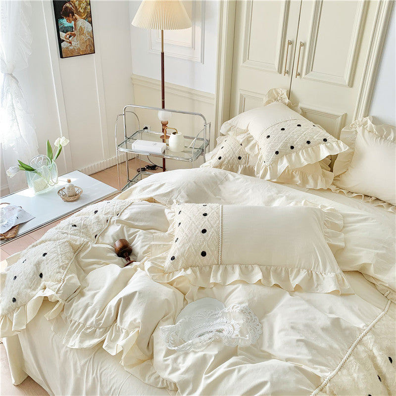 Ensemble quatre pièces en coton lavé pur coton Cream Home