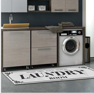 Laundry Room Rug Runner, Light Grey Runner Rug Laundry Rug Non Slip Waterproof Washable Laundry Mat - Laundry Mat Rug Runner For Laundry Room Hallway Bathroom Kitchen Floor