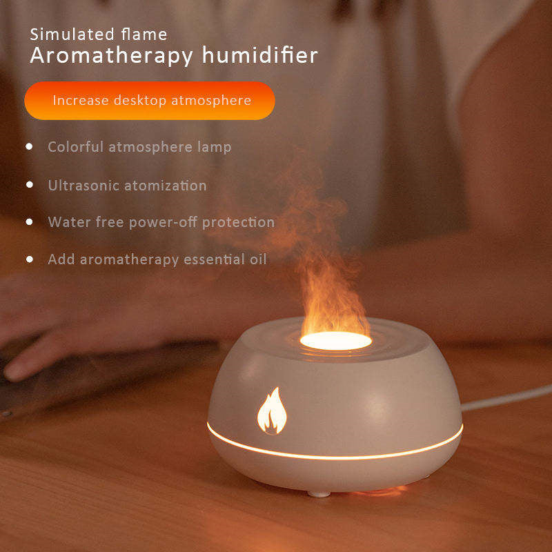 Humidificateur de flamme diffuseur d'aromathérapie 7 couleurs lumière humidificateur d'air domestique 130ML USB diffuseur d'huile essentielle de parfum de pièce