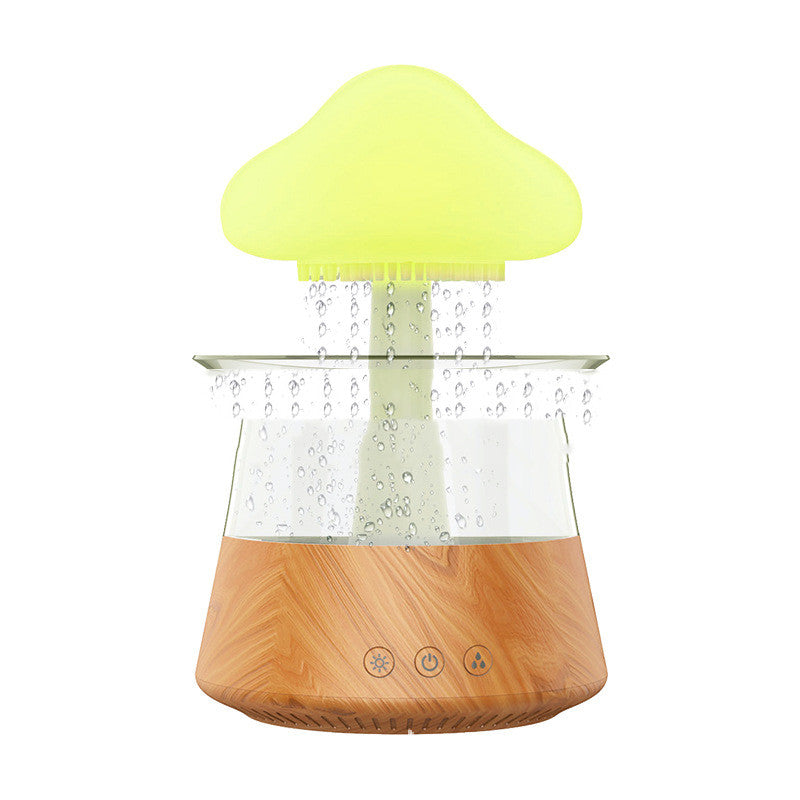 Machine d'aromathérapie légère de sept couleurs d'humidificateur de nuage et de pluie d'atomisation ultrasonique de Grain de bois