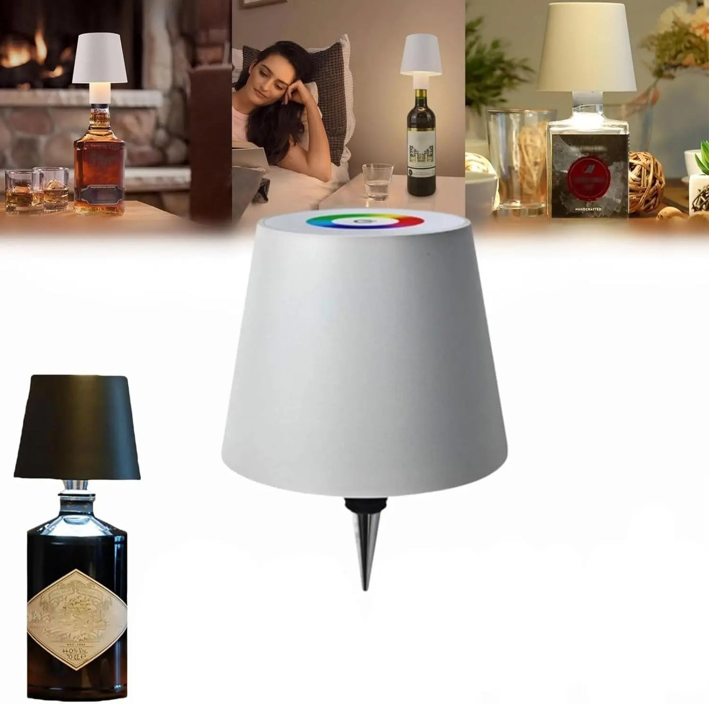 Lampe de bureau sans fil LED créative pour bouteille de vin, lampe décorative d'ambiance amovible et portable