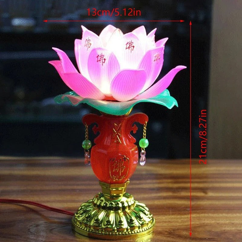 LED Lotus Buddhist Lamp Buddhism Faith Suppy Buddhism Prayer Lights