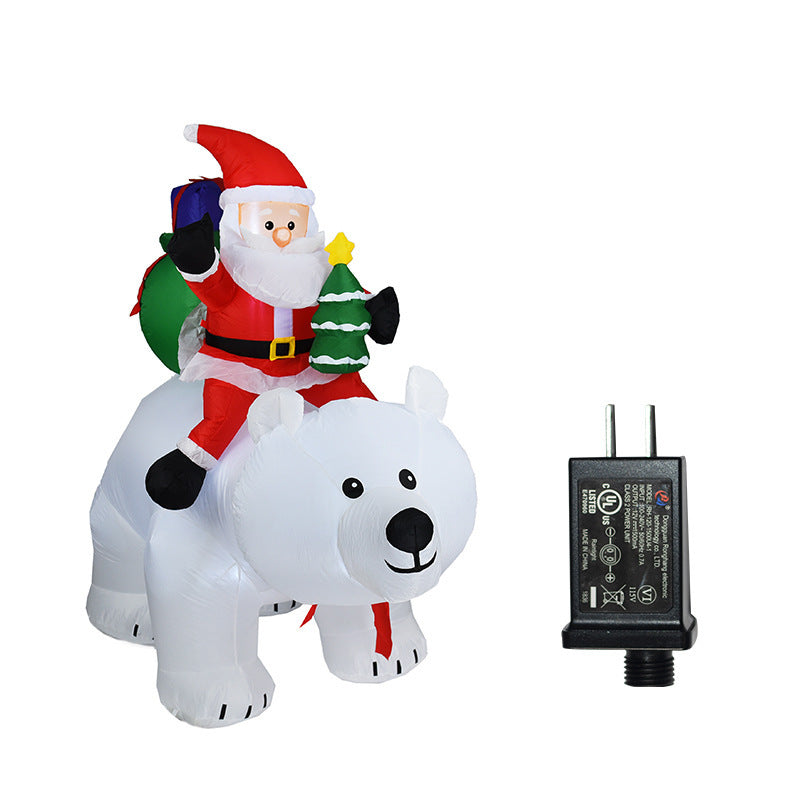 Inflatable Santa Claus Riding Polar Bear 2M Christmas Inflatable Toy Doll Indoor Outdoor Garden Xmas Decoration