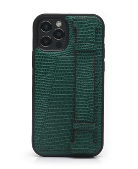 Funda para teléfono de cuero con patrón de lagarto