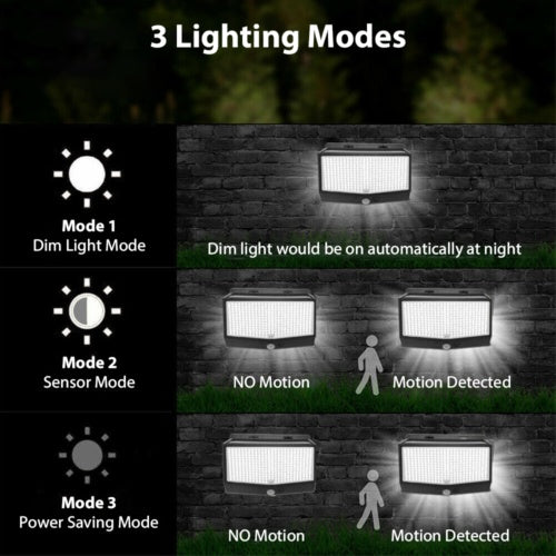 Applique murale solaire 468 LED PIR capteur de mouvement jardin sécurité hangar lampe extérieure royaume-uni