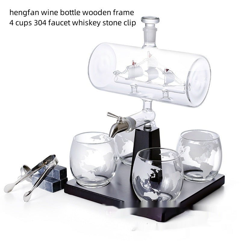 Whiskey Wine Set Suit Vodka Wine Cabinet Wooden Frame Horizontal Sail Wine Bottle Wine Sleeve Suit