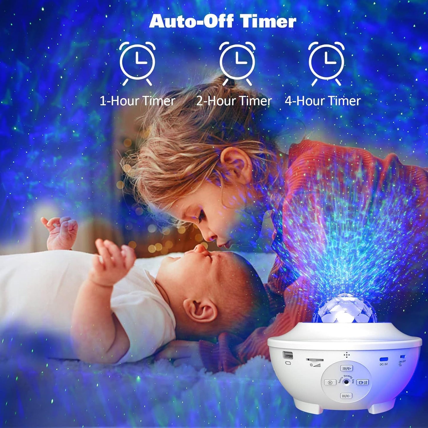 USB LED Star Night Light Music Starry Water Wave LED Projector Light Bluetooth Projector Sound-Activated Projector Light Decor