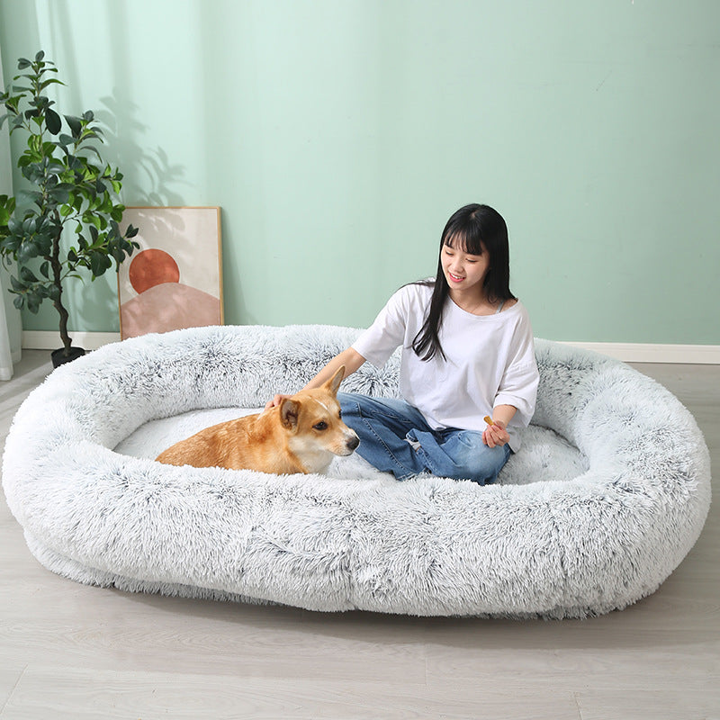 Coussin pour animaux de compagnie en peluche, grand lit chaud d'hiver pour animaux de compagnie, amovible et lavable