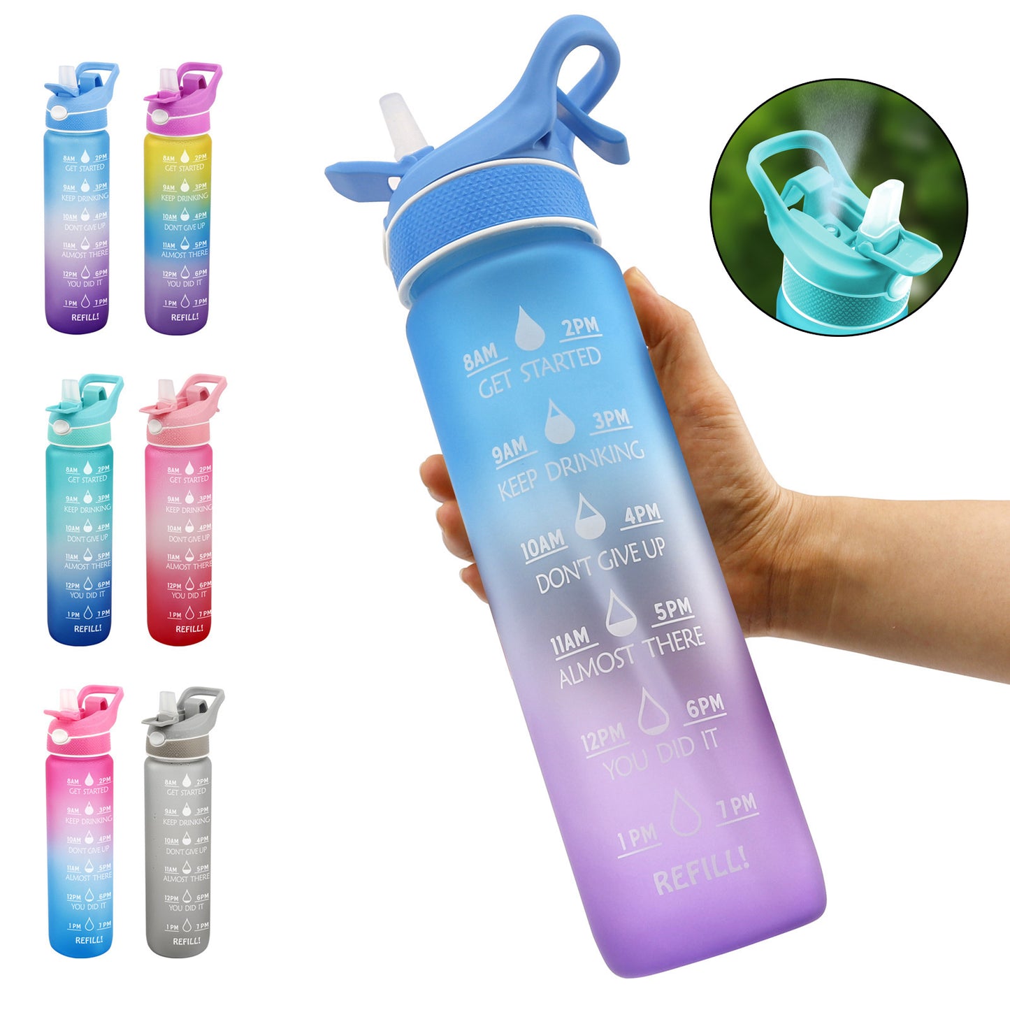 Botella de agua Scrub Bounce Cover Pajita Space Cup Botella de agua deportiva