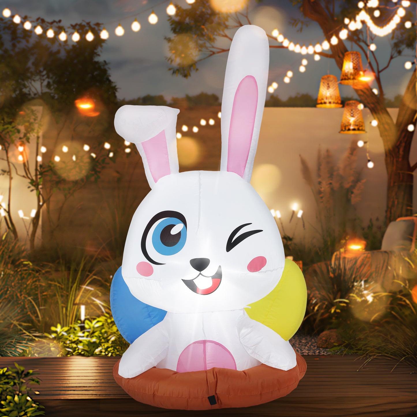 Conejo inflable de Pascua de dibujos animados LED luminoso 